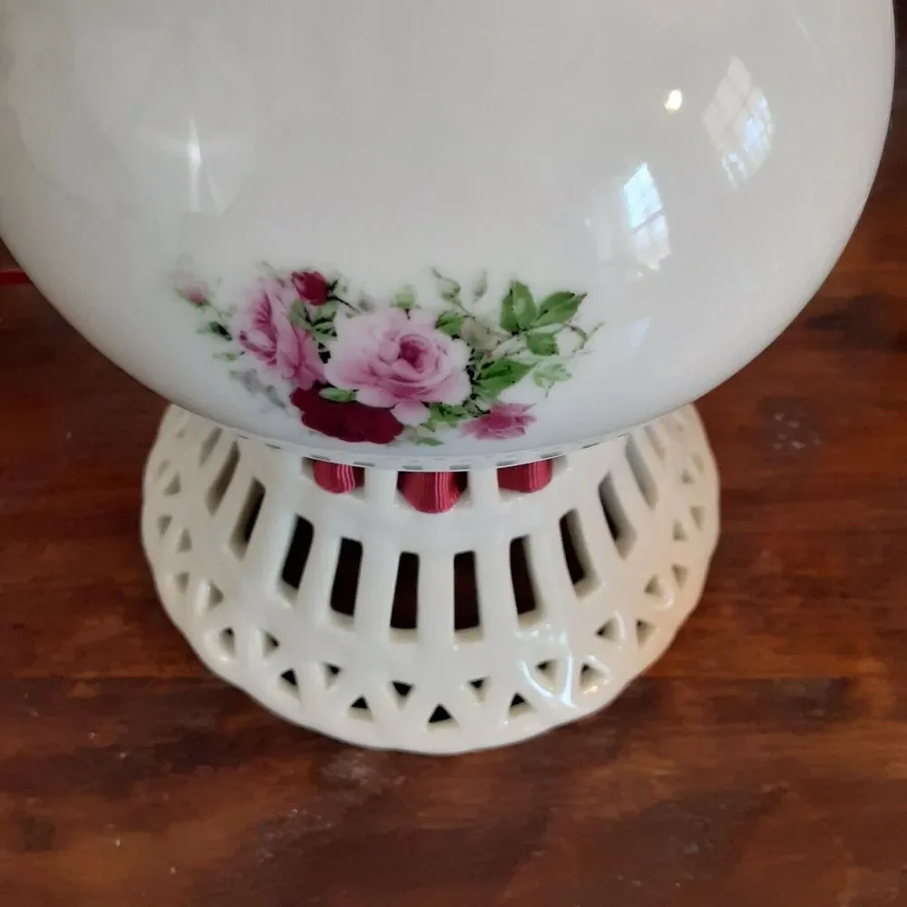 Vintage Formalities by Baum Bros. Basket Weave Porcelain Vase Cottage